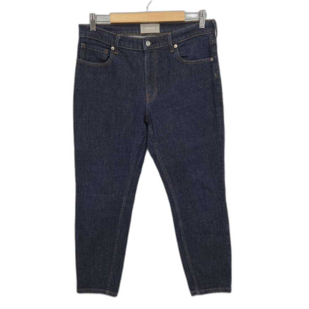 Everlane Womens Ankle Jeans Blue Dark Raw Wash Cotton Stretch Size 31x26